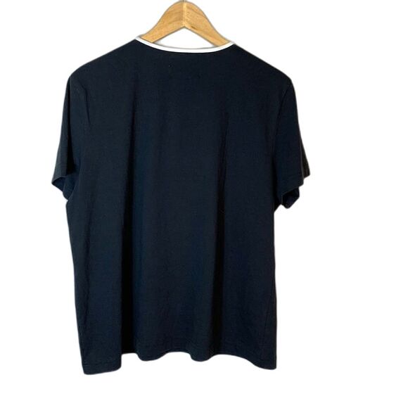 Susan Bristol Black Cotton White Floral Design Scoop Neck SS T-Shirt Size XL - Picture 4 of 9